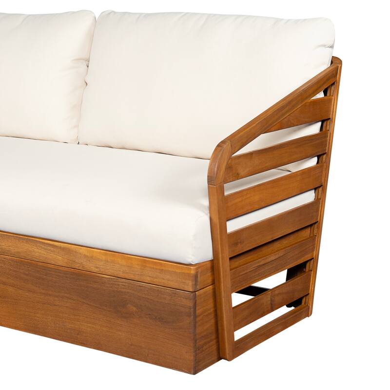 Christopher Knight Home - Drusilla Acacia Wood Patio V Sofa Set