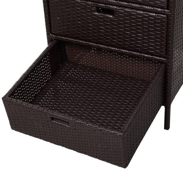 Shop Outsunny 32 Poolside Rattan Wicker Patio Organizer Storage Cabinet With 3 Large Drawers Weather Fighting Materials Overstock 31098873