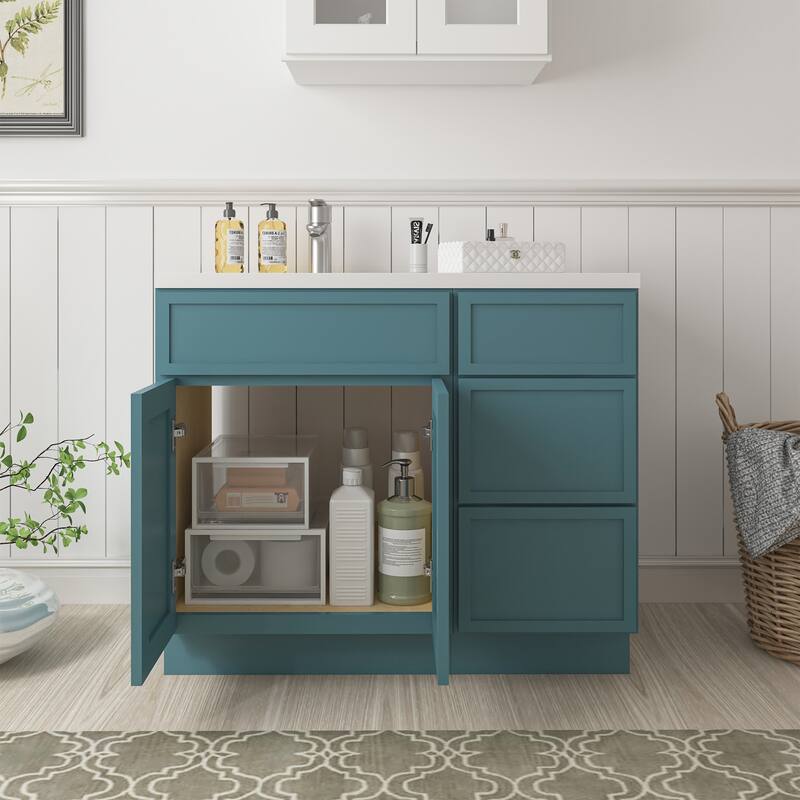 Vanity Art 39" Oak Freestanding Bathroom Vanity Cabinet without Top