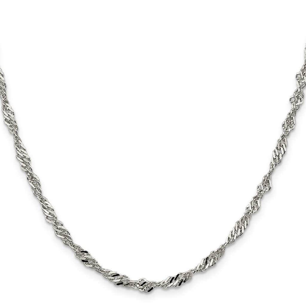 Curata 925 Sterling Silver 3.5mm Singapore Chain Necklace (Lobster)