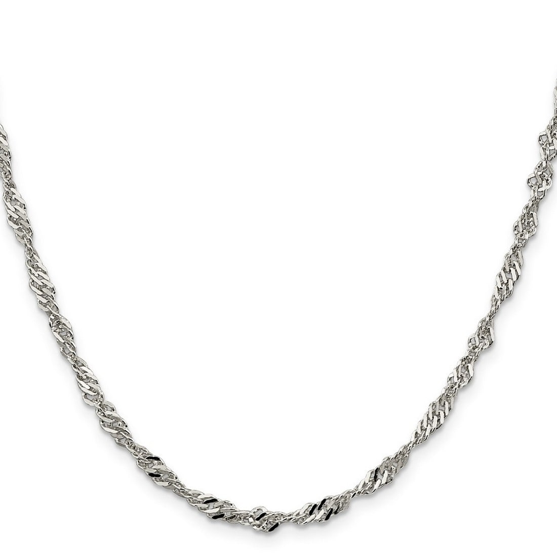 Curata 925 Sterling Silver 3.5mm Singapore Chain Necklace ()