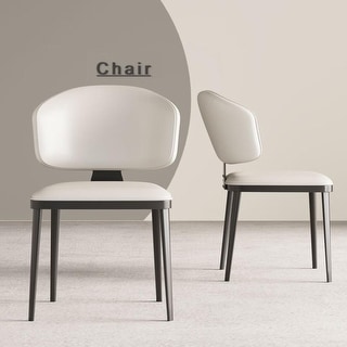 Modern Upholstered Leather Dining Chairs Ergonomic Kitchen Chairs with Metal Legs - 20.07"Wx18.89"Dx31.88"H