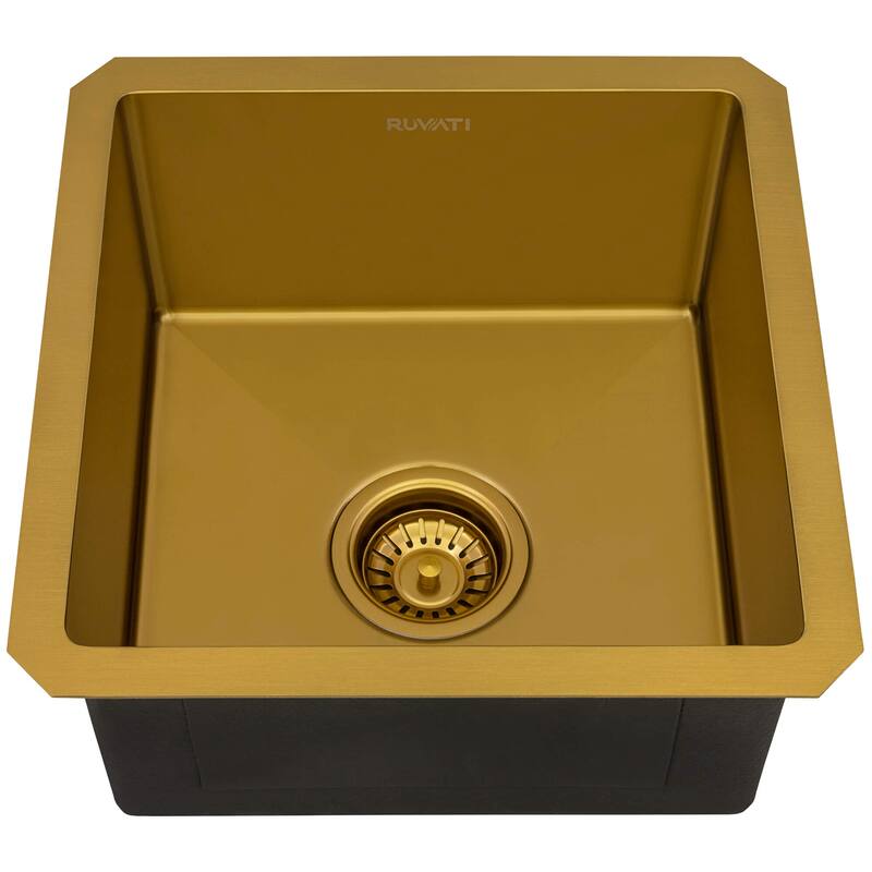 Ruvati 15-inch Matte Gold Stainless Steel Undermount 16 Gauge Kitchen Sink - RVH7015GG