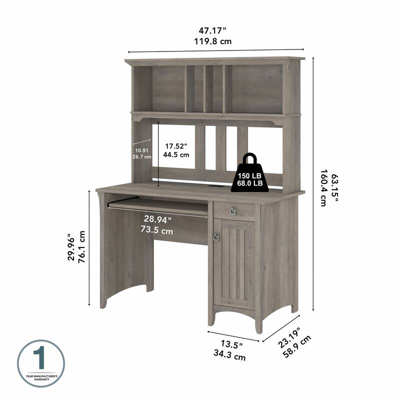 Bush Furniture Salinas Small Computer Desk with Storage Hutch