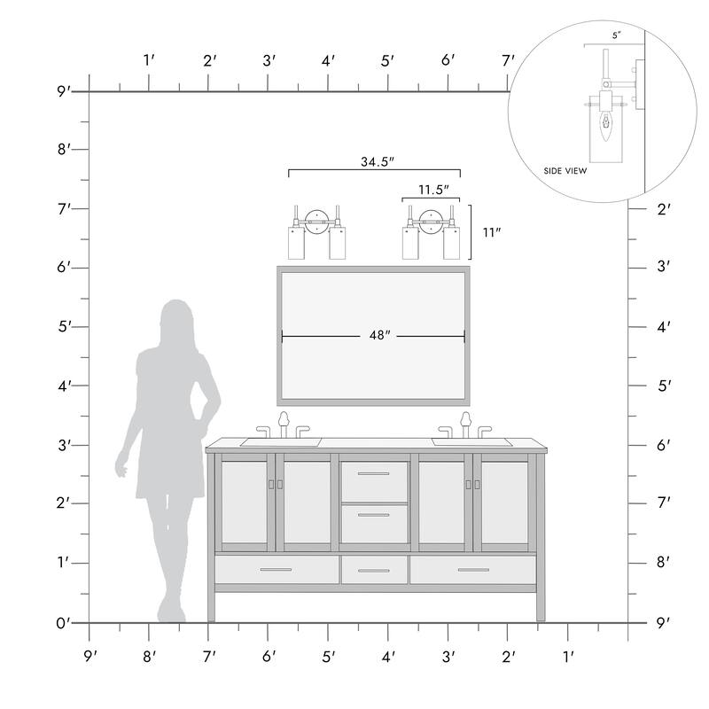 Modern Black Gold Bathroom Vanity Light Dimmable Wall Sconces with Cylinder Clear Glass