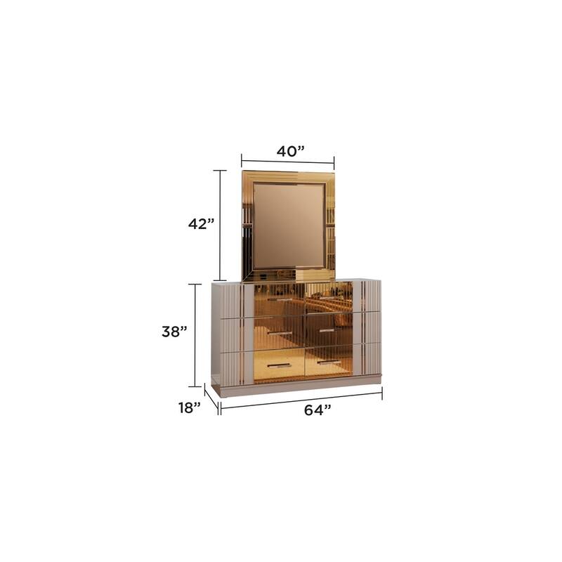 Lorenzo Modern Style Mirror Accent 4PC/5PC Bedroom set Made with Wood