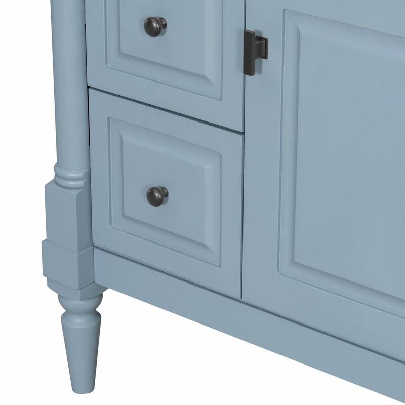 36" Bathroom Vanity with Sink, Freestanding Bathroom Cabinet with Ceramic Basin, Flip Drawer