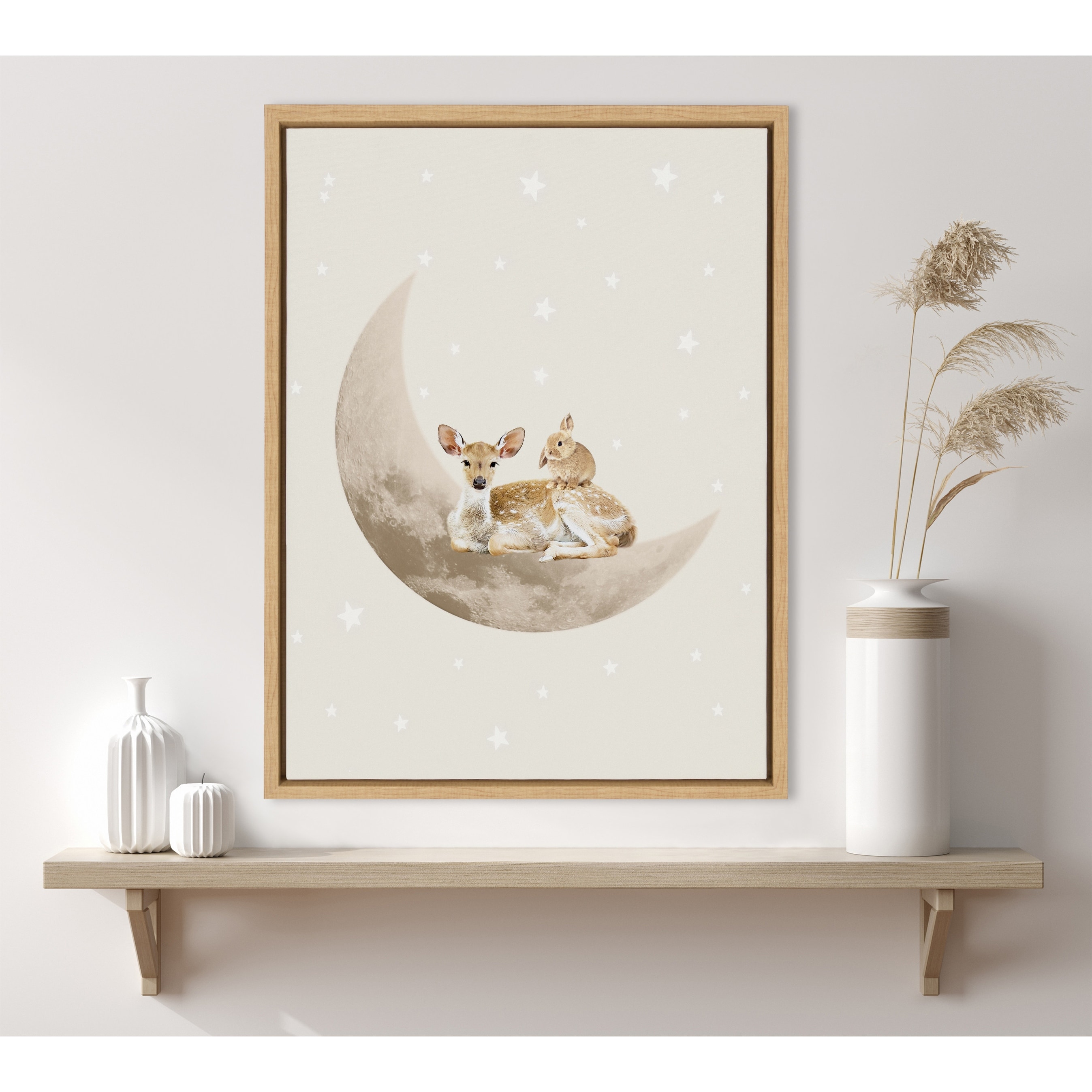Kate and Laurel Sylvie On the Moon Framed Canvas by July Art Prints