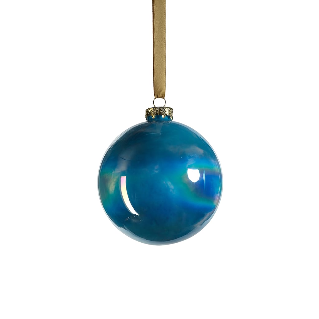 Solid Luster 4" Glass Ball Ornaments, Set of 6