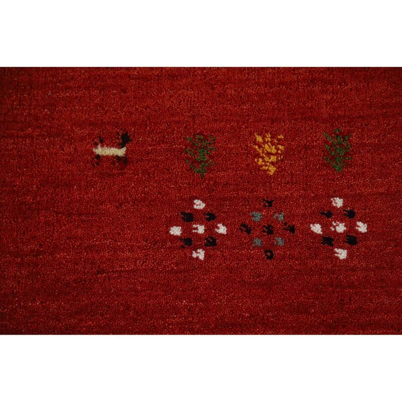 Orange Gabbeh Indian Area Rug Hand-Knotted Oriental Tribal Wool Carpet - 4'11" x 7'10"