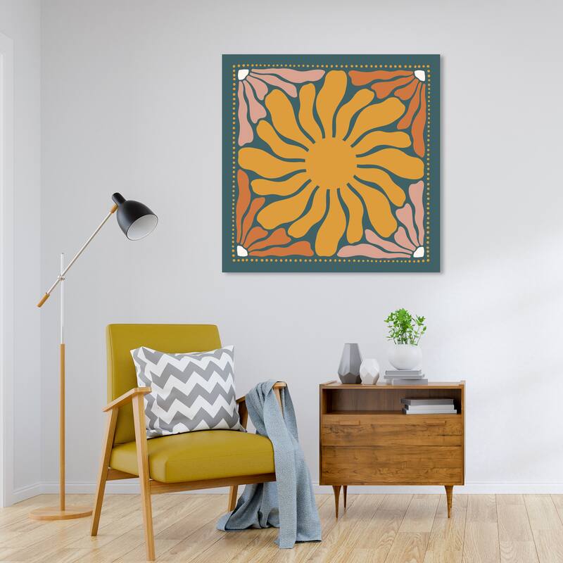 Wynwood Studio Canvas Abstract Felt Sun Petals Gold and Ochre Modern & Contemporary Wall Art Canvas Print