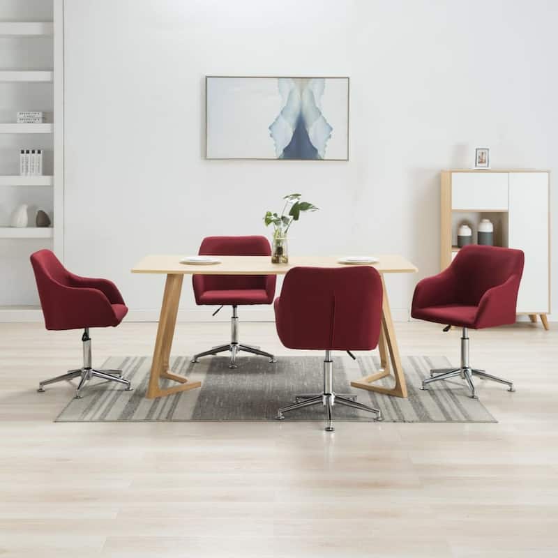 vidaXL Dining Chair 360 Degrees Swivel Accent Desk Chair with Arms Fabric - 21.7" x 20.9" x (30.7"-36.2")