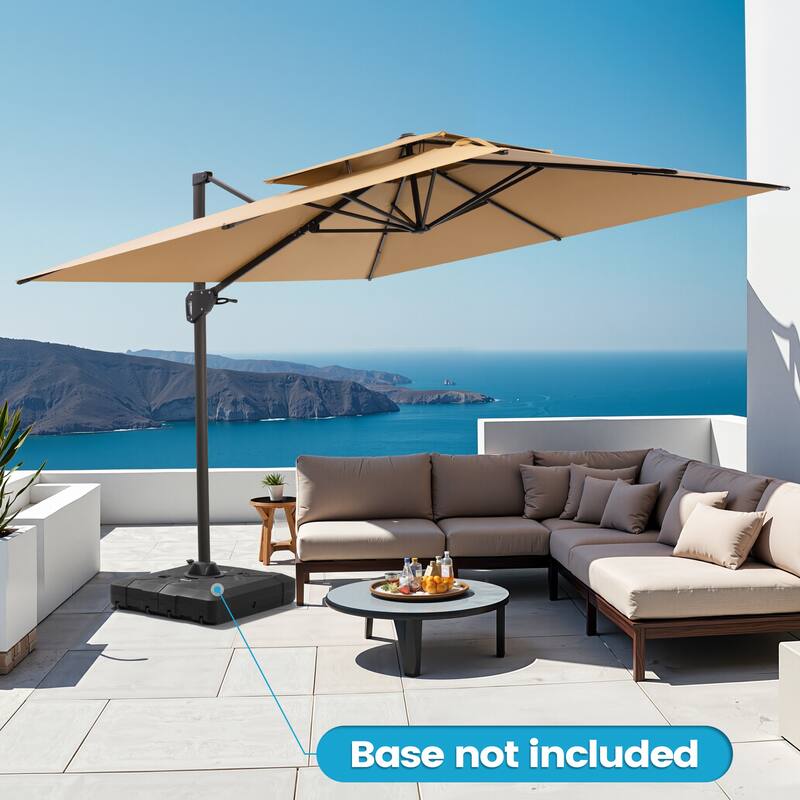 Outdoor 10FT Square Adjustable Offset Cantilever Patio Umbrella