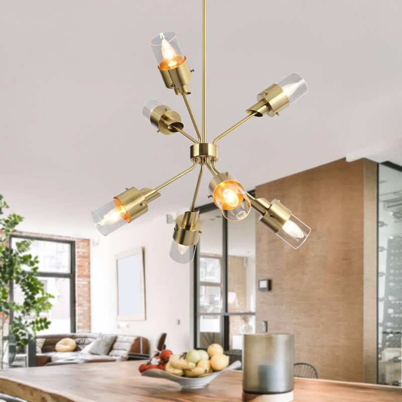 Modern Glam 7-Light Gold Sputnik Chandeliers with Clear Glass - 23"Dia x 20"H