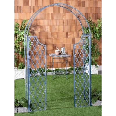 SAFAVIEH Outdoor Living Jaida Victorian Trellis Iron Arbor.
