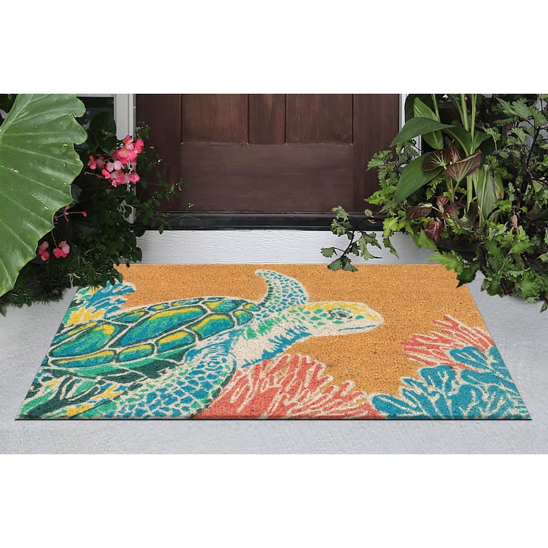 Liora Manne Natura Seaturtle Outdoor Mat Neutral 24"x36"