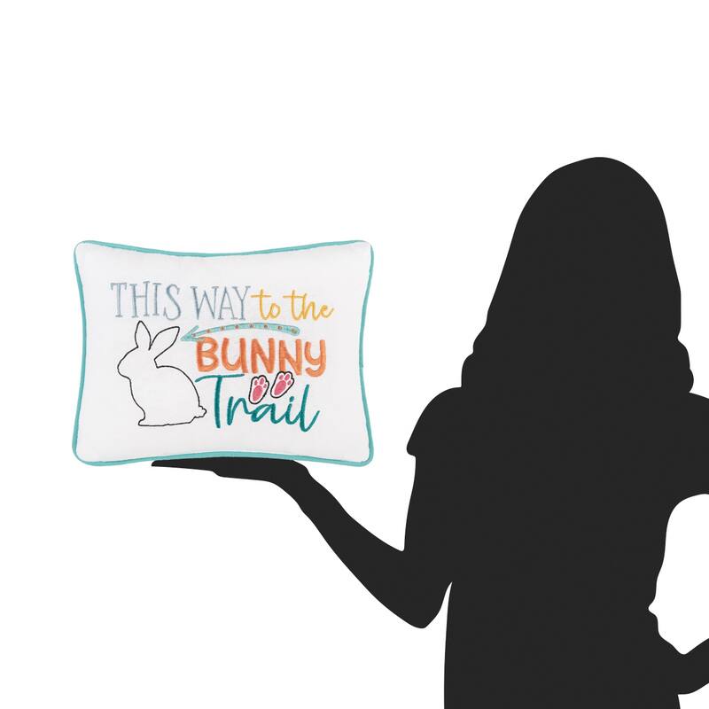 9" x 12" Easter "This Way to The Bunny Trail" Embroidered Spring Themed Small/Petite Accent Pillow