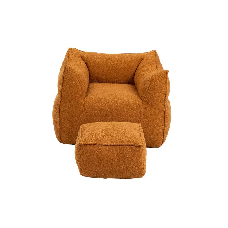 GDFStudio - COOLMORE Boucle Bean Bag Chair with Memory Foam Filling for Ultimate Comfort
