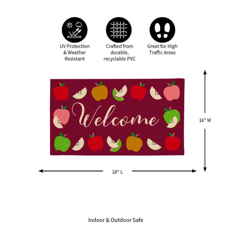 Maroon ad White 18 in. x 30 in. PVC Harvest Welcome Door Mat