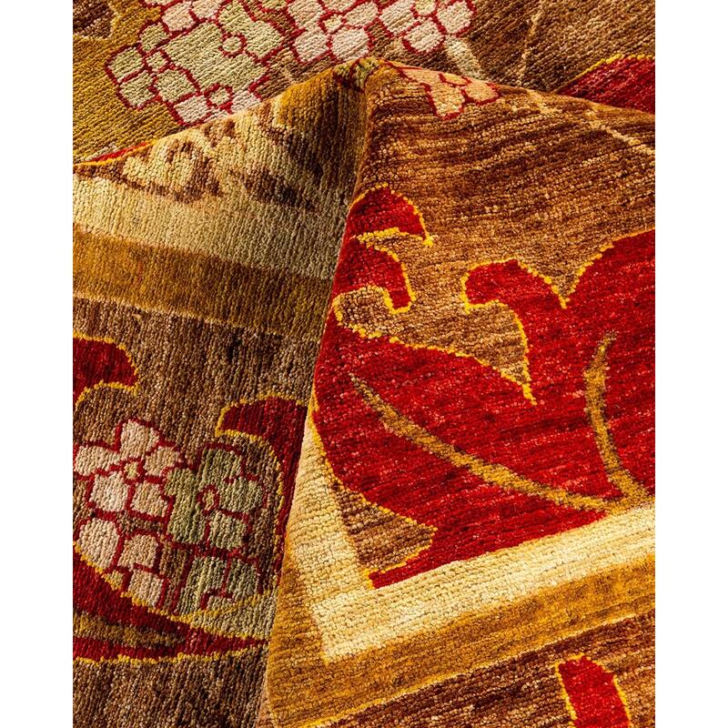Overdyed, One-of-a-Kind Hand-Knotted Area Rug - Brown - 8' 10" x 11' 10"