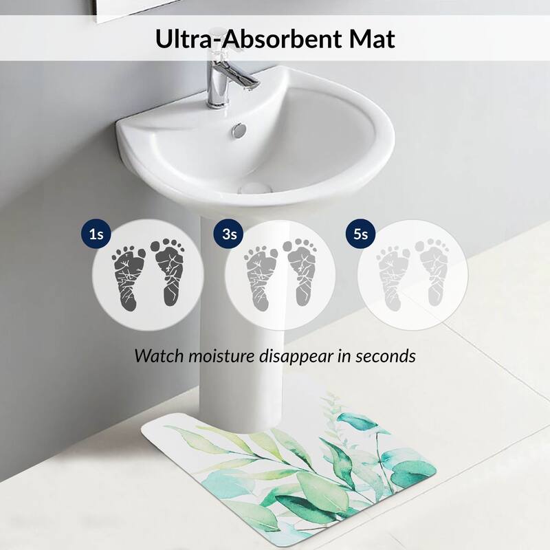 Decorative Contour Bath Mat 20x18 Ultra Absorbent Quick Dry Rug