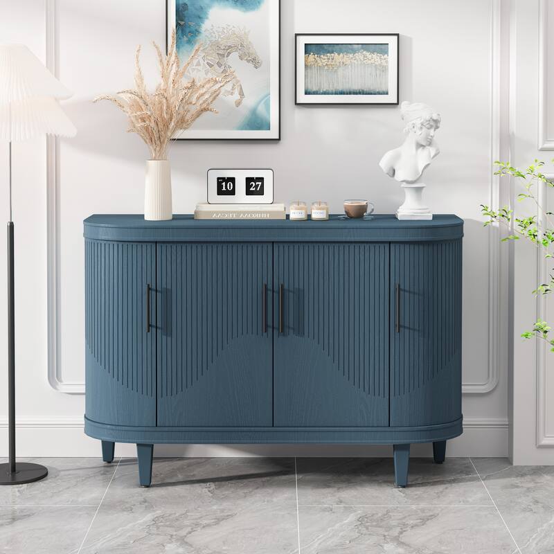 Modern Curved Sideboard Decorative Storage Cabinet - Blue