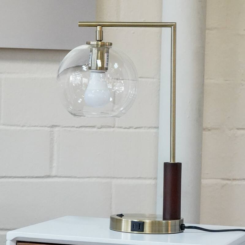 Modern Classic Desk Lamp Living Room Bedroom Table Light, Easy Assembly Table Lamp, Right Angle Glass Table Lamp - Bronze 110V