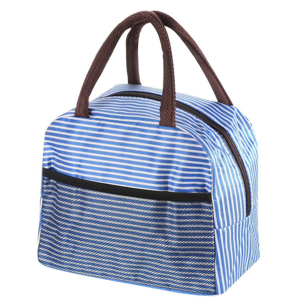 Lunch Bag Tote Bag with Pocket for Work Picnic 9.1"x4.7"x7.9", Blue
