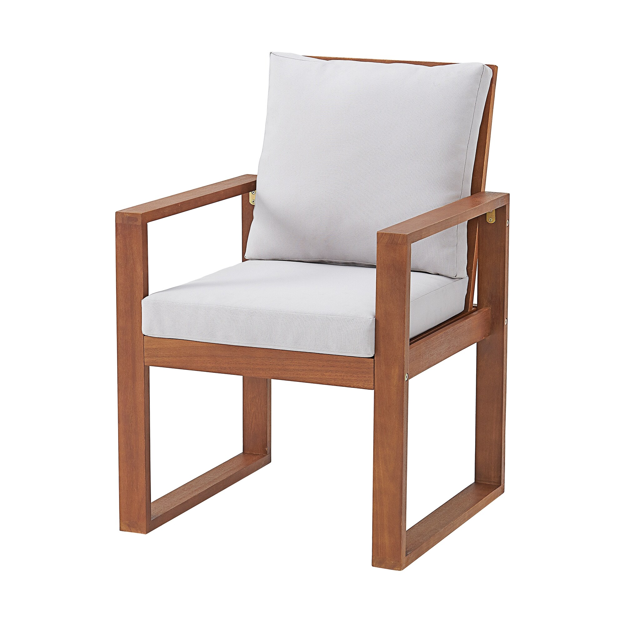 Weston Eucalyptus Wood Outdoor Dining Chairs with Gray Cushions Set of 2