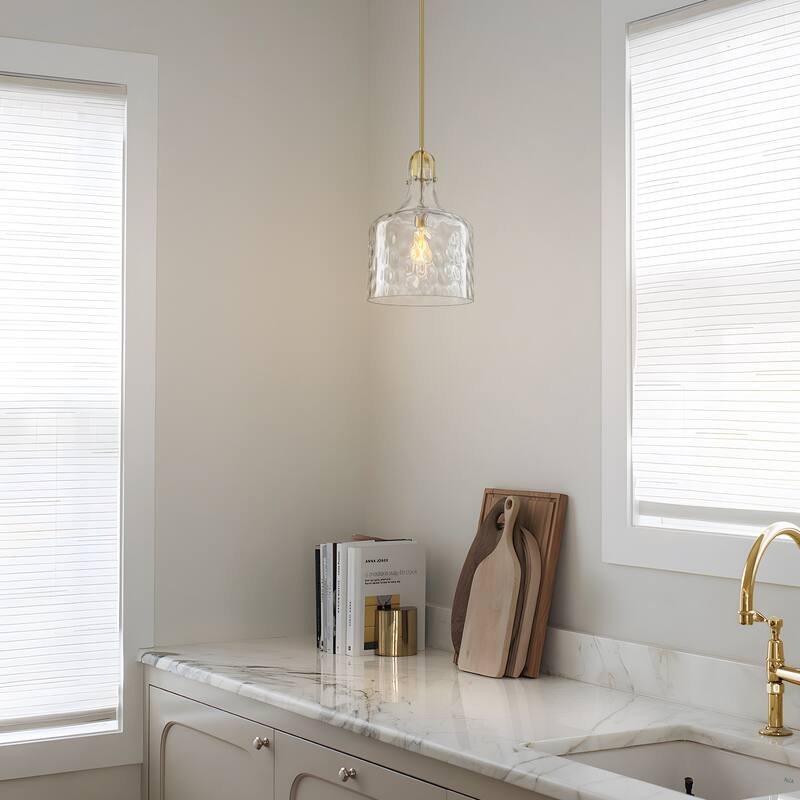 Starsky Modern 1-Light Clear Hammered Glass Pendant