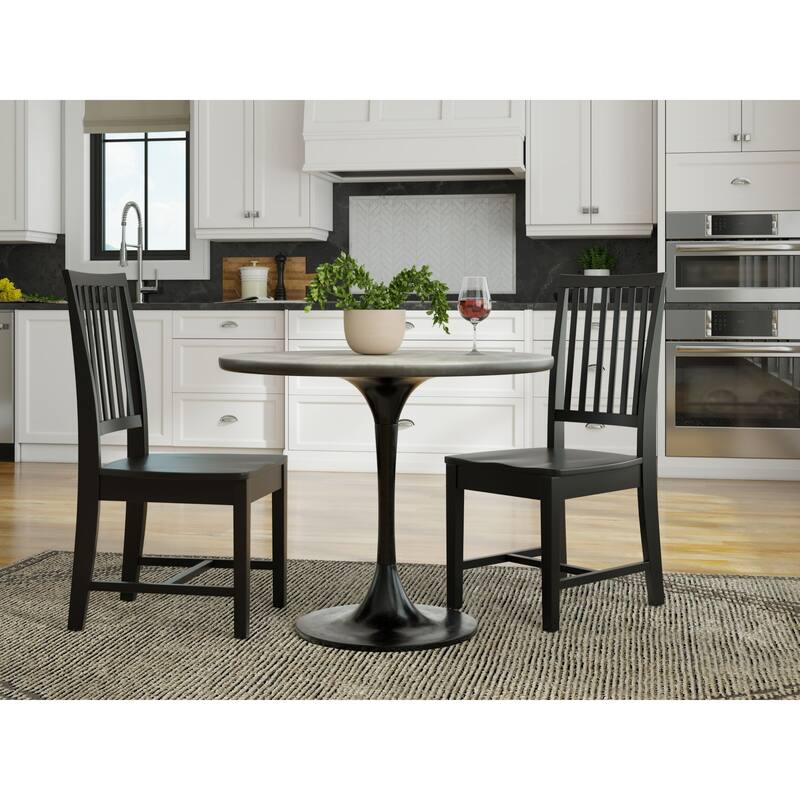 Round Mango Wood Dining Table - 36" - Fog Gray and Black