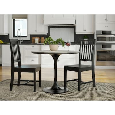 Round Mango Wood Dining Table - 36" - Fog Gray and Black