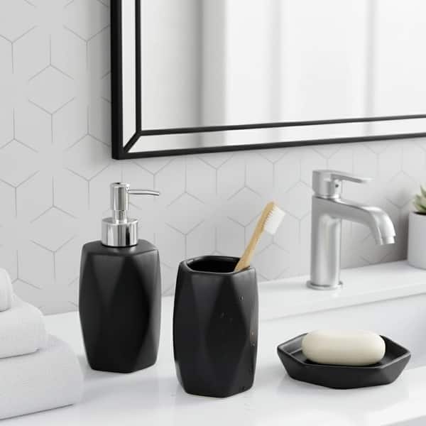 Off-White Black Accessory Set Off White and Black Bathroom Accessory Set – Heavenly  main image 4