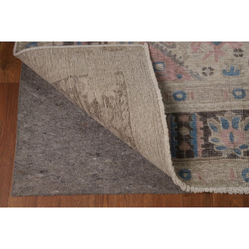 Geometric Beige Tabriz Persian Rug Hand-Knotted Wool Carpet - 8'1"x 10'8"