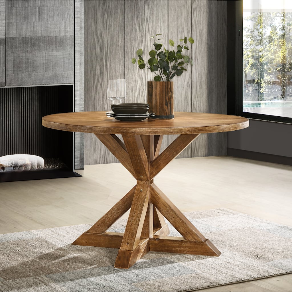 Roundhill Furniture Windvale Cross-Buck Base Dining Table