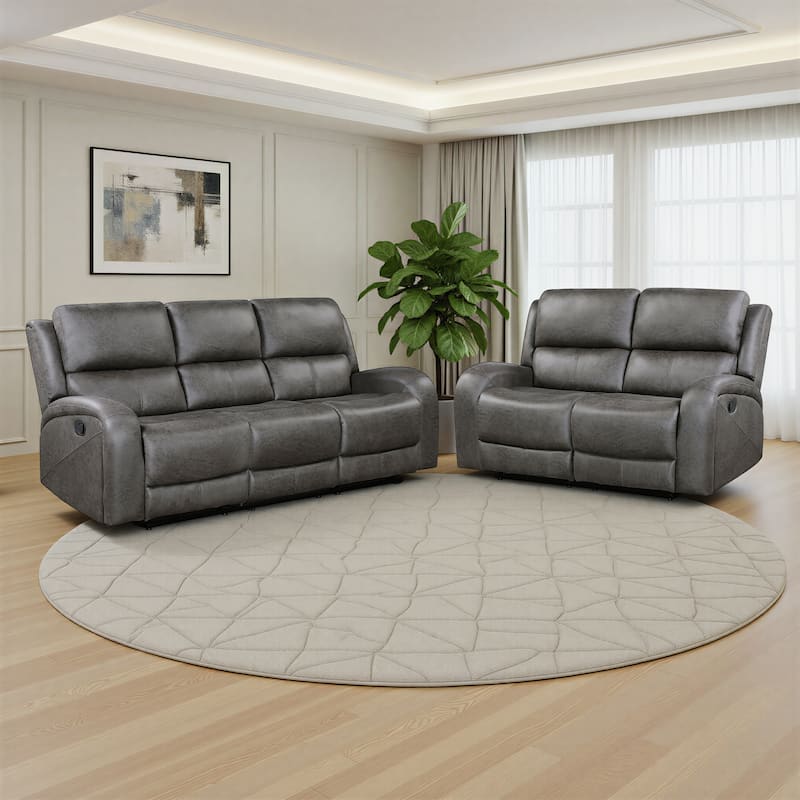 Fremont & Park Mabel Polished Microfiber 2-Piece Manual Reclining Sofa Set