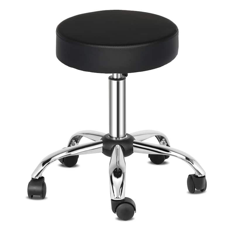 Adjustable Height Swivel Medical Clinic Tattoo Spa Salon Stool with Wheels, Black - Black