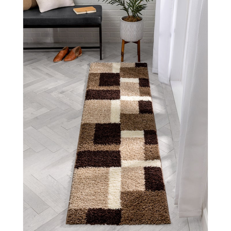 Well Woven Madison Shag Cubes Geometric Shag Area Rug