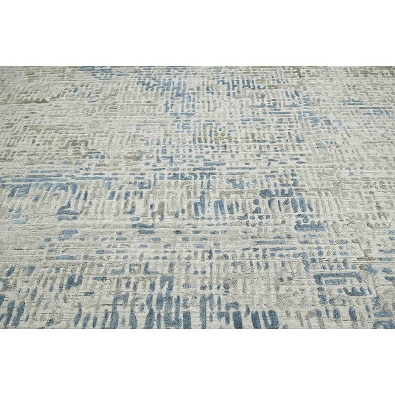 Hand Knotted Gray Tibetan Wool/Bamboo Silk Modern Oriental Area Rug