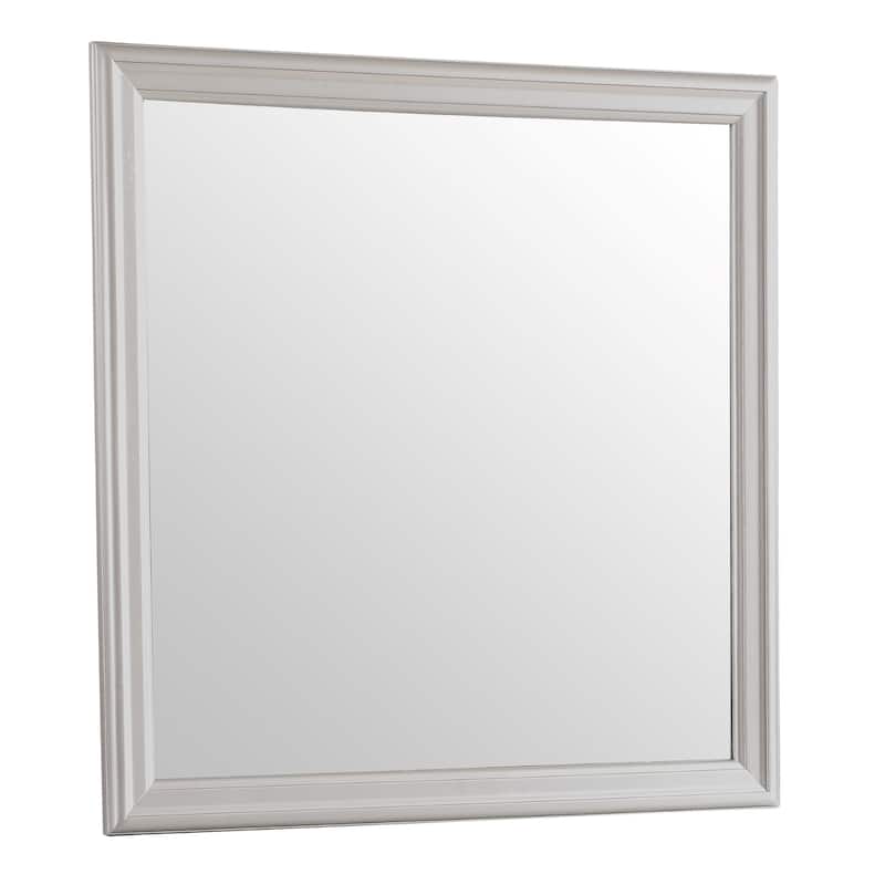 Wooden Framed Square Dresser Wall Mirror - 38" - Silver Champagne