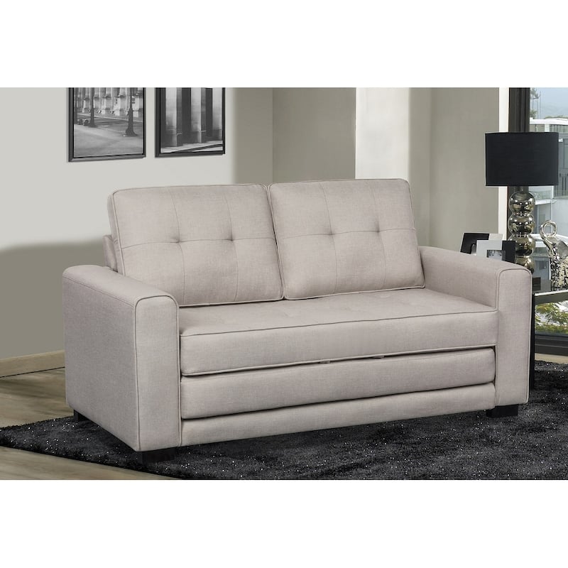 Daisy Modern Fabric Loveseat and Sofa Bed - Beige