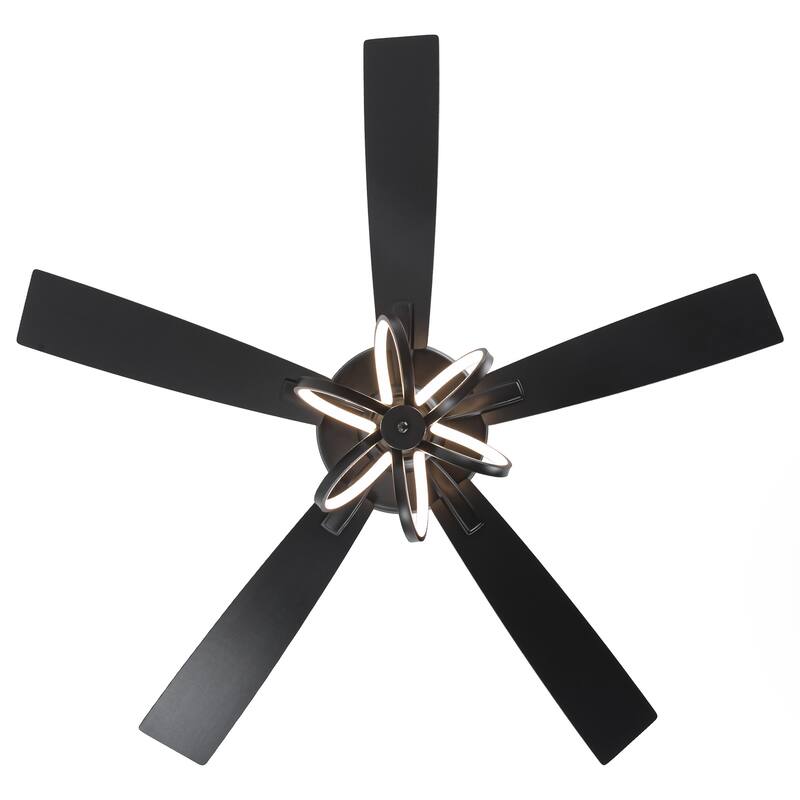 52" Modern Unique Dimmable LED Reversible Motor Ceiling Fan with Light and Remote - 52-inch W*19.3-inch H