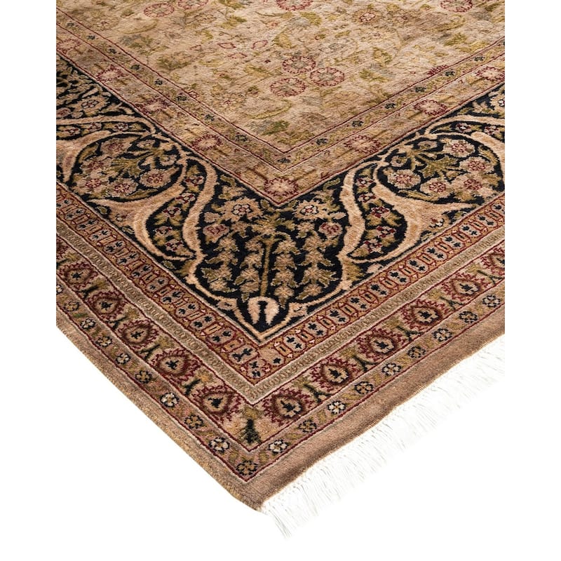 Overton Hand Knotted Wool Vintage Inspired Modern Contemporary Overdyed Beige Area Rug - 6' 2" x 9' 2"