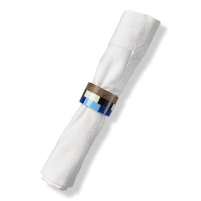 Mosaic Blue Wood Resin Napkin Ring, 2.0L x 2.0W x .75H inches