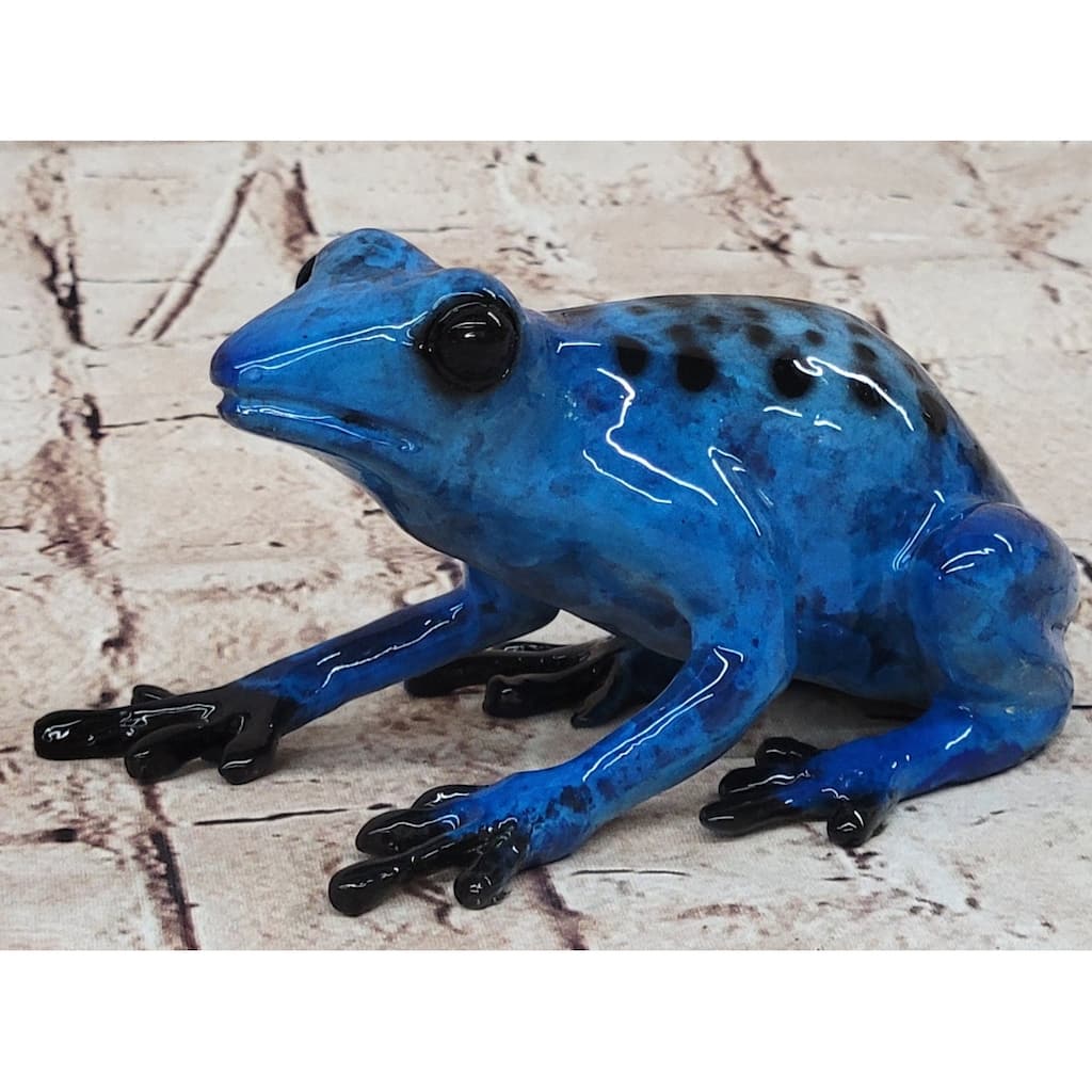 Blue Poison Dart Tree Frog Bronze Metal Figurine Sculpture Signed Original Art