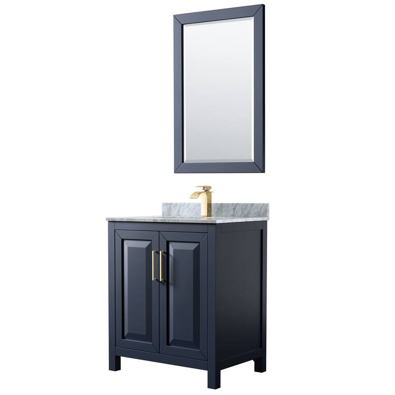 Wyndham Collection Daria 30" Free Standing Single Vanity Set with MDF - Dark Blue - Painted
