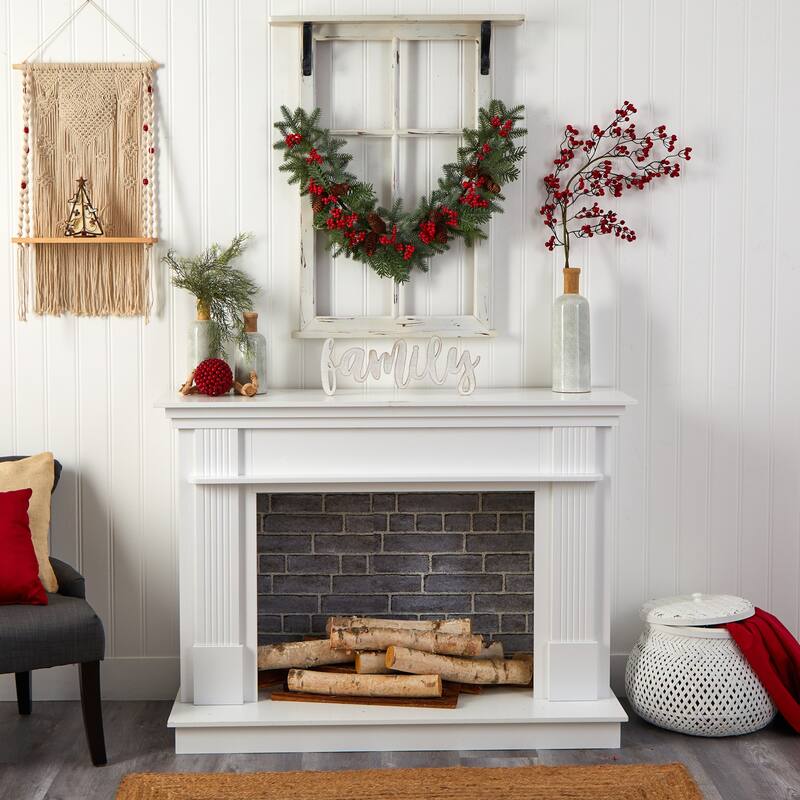 Christmas Garland 40" Holiday Decor - Artificial Pine, Berries, Pinecones for Indoor Use - 40