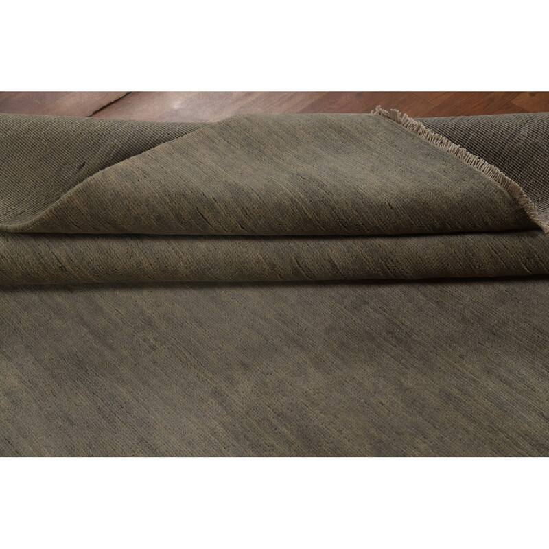 Gabbeh Modern Area Rug Handmade Green Oriental Wool Carpet - 5'7" x 8'0"