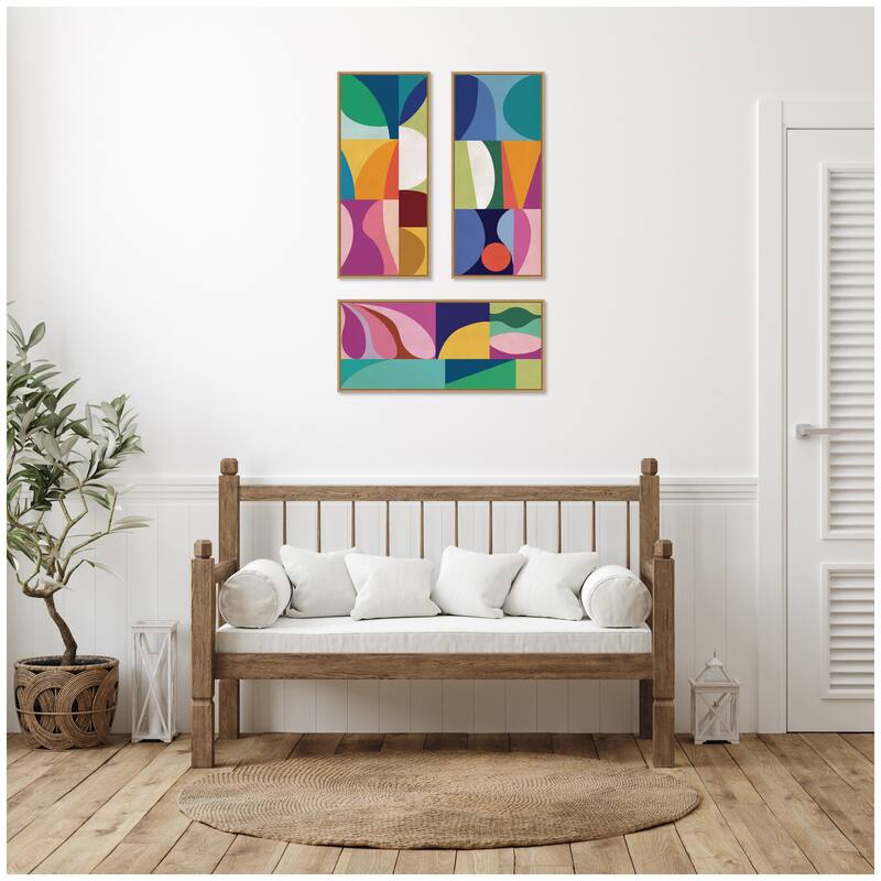 Kate and Laurel Abstract Panels 3 Piece Framed Canvas Wall Art Set by Rachel Lee