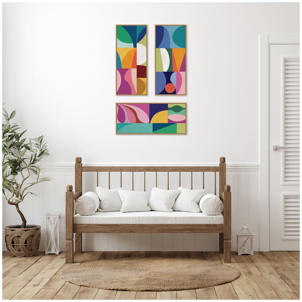 Kate and Laurel Abstract Panels 3 Piece Framed Canvas Wall Art Set by Rachel Lee